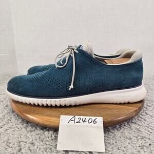 Cole Haan ZeroGrand Blue Suede Laser Wingtip Casual Oxford Sneaker Mens 11.5 M